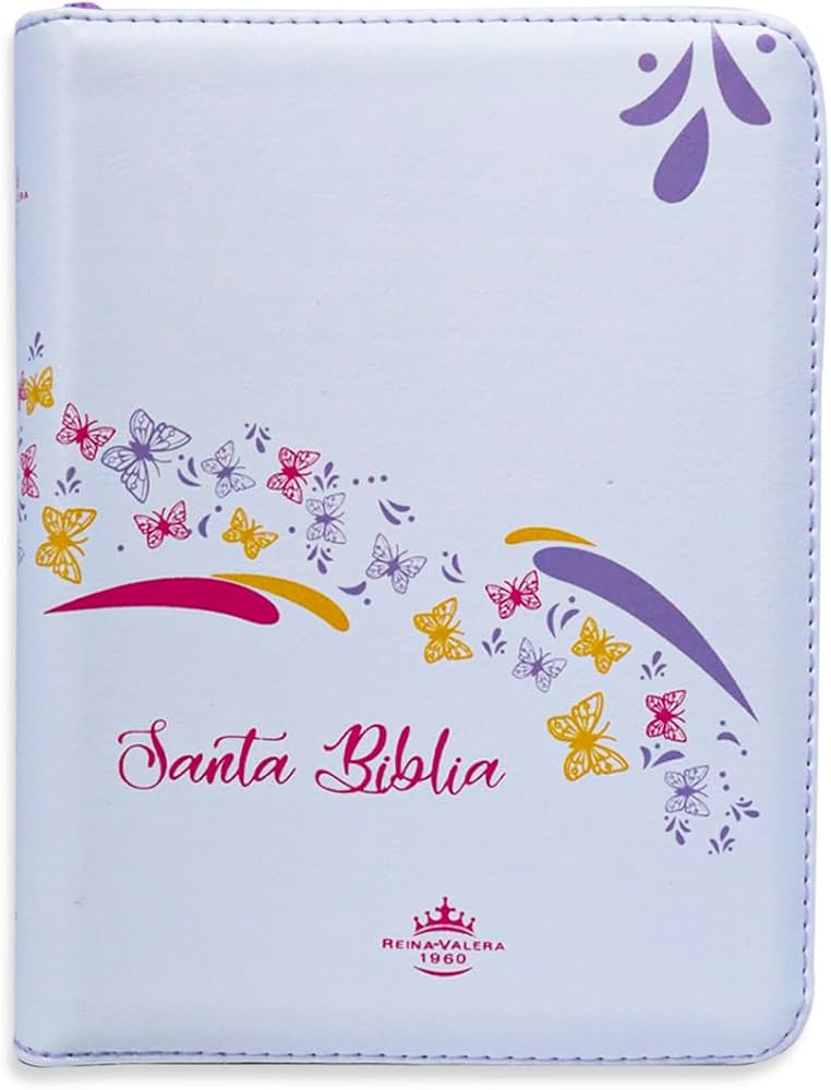 [SBM5606] Biblia RVR60 Chica Blanco Mariposas Cierre