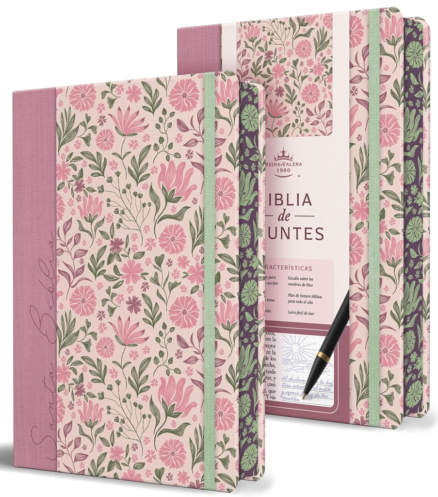 Biblia RVR1960 Apuntes rosa flores TD