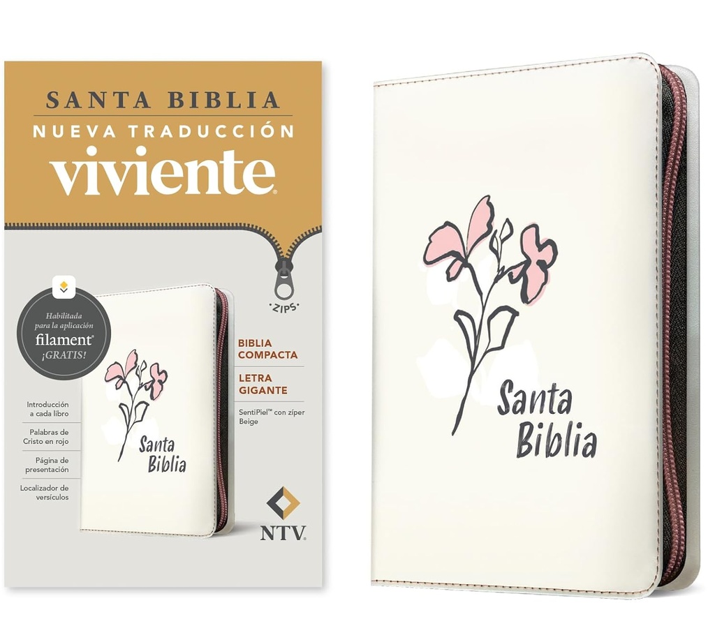 Biblia NTV Edición compacta con filament beige