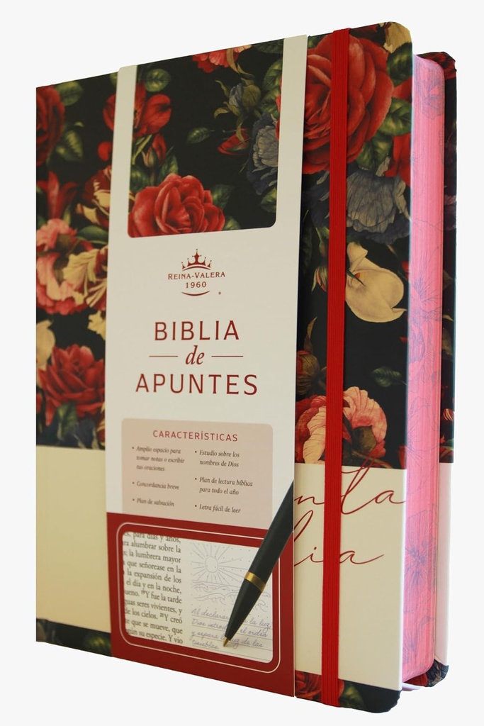 Biblia RVR60 Apuntes azul oscuro flores