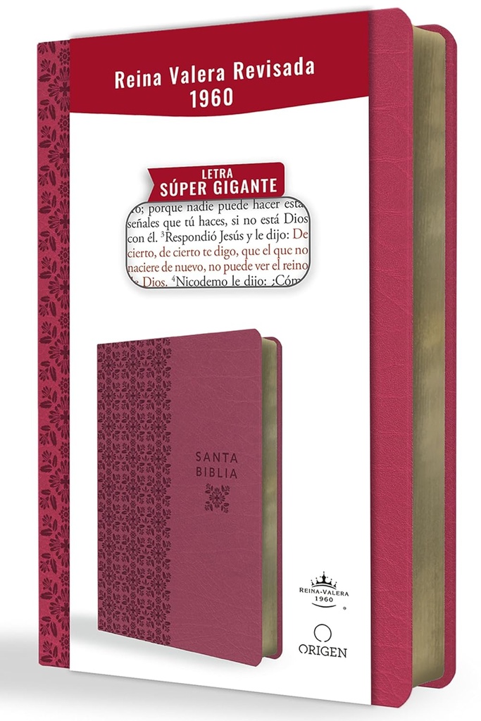 Biblia Reina Valera Revisada 1960 letra súper gigante, símil piel fucsia rosado