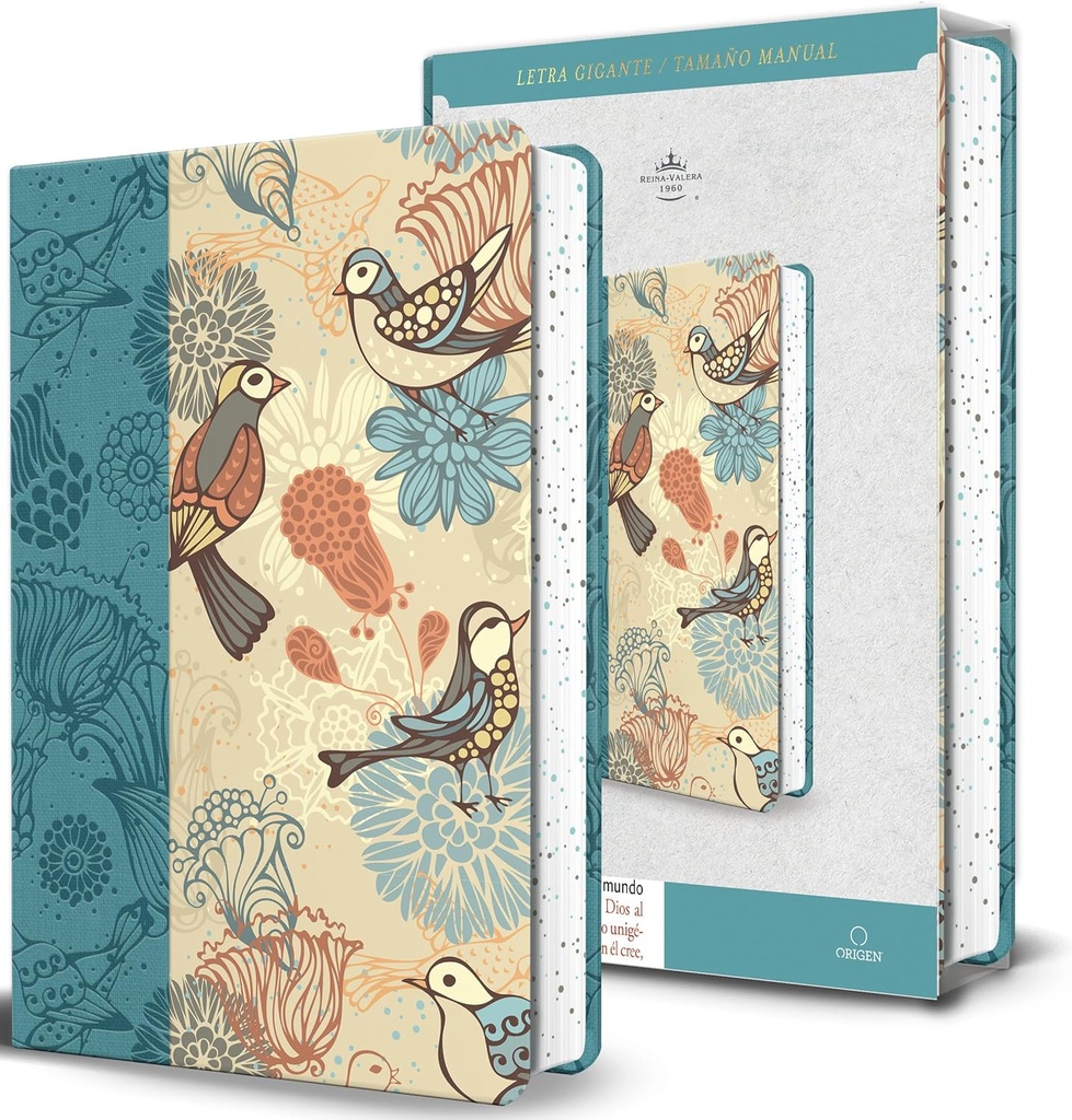 Biblia RVR1960 Letra gigante azul con pájaros