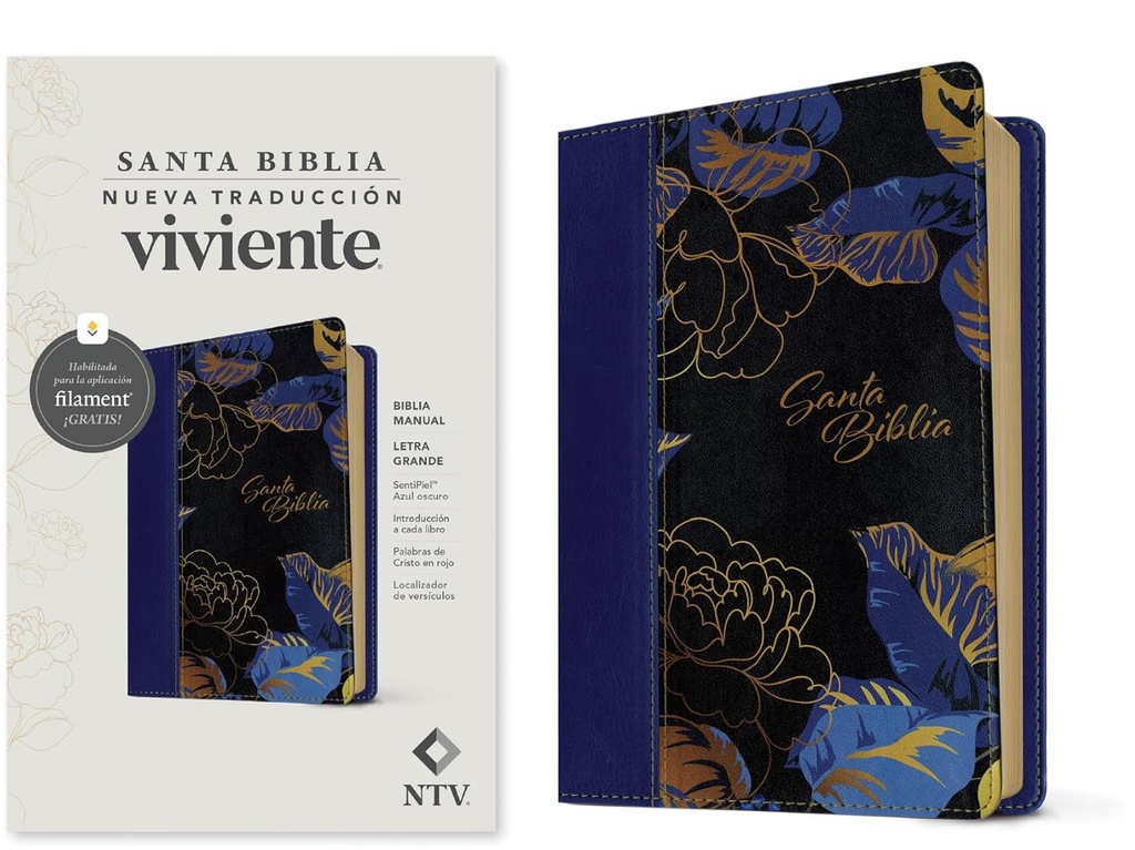 Biblia NTV manual con filament azul