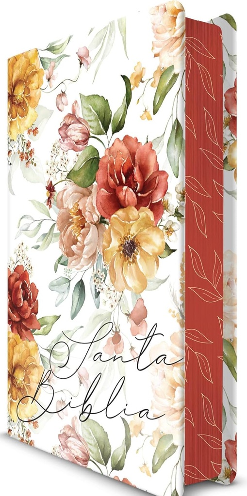 Biblia RVR1960 letra grande flores rosadas