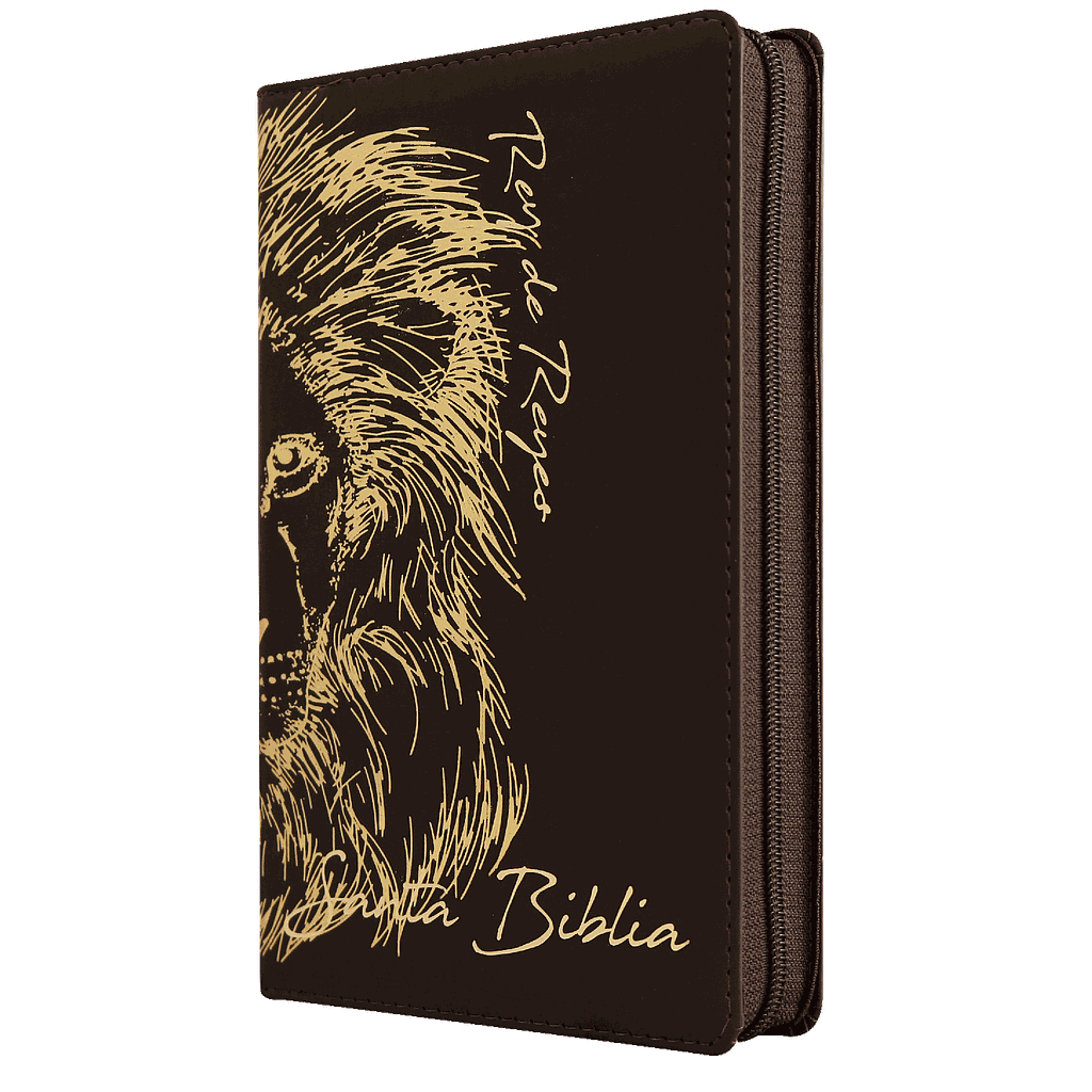 Biblia RVR60 mediana imit piel cafe leon cierre indice