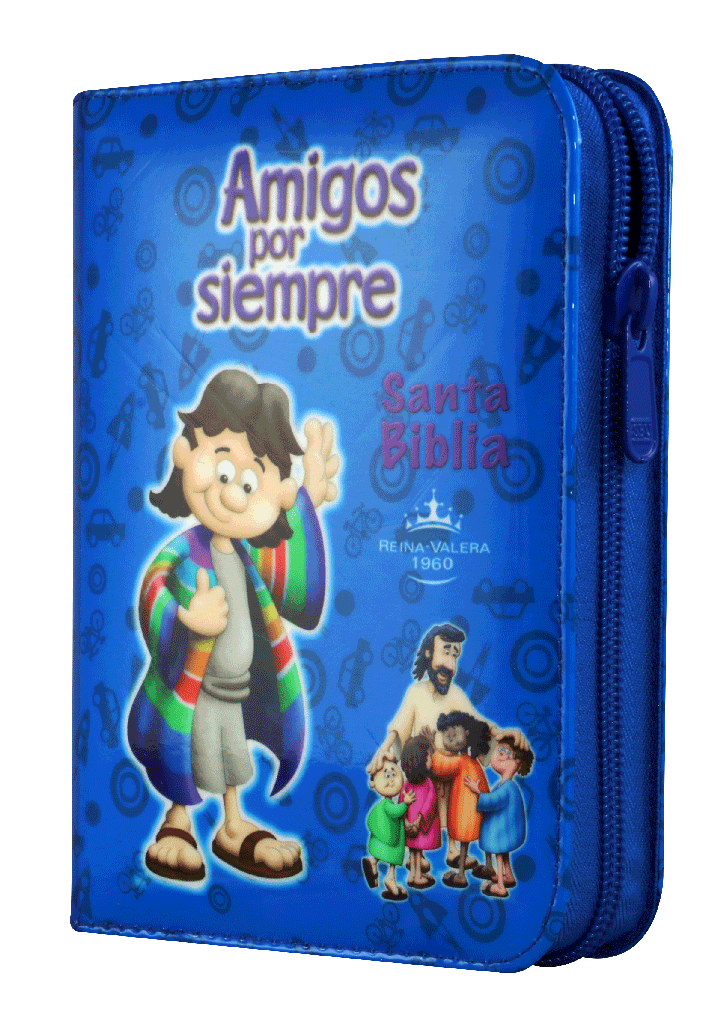Biblia RVR60 amigos por siempre azul acolchonada