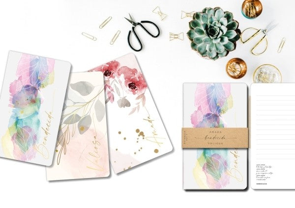 [UNR1290] Libretas hojas set de 3 Amada Bendecida Valiosa