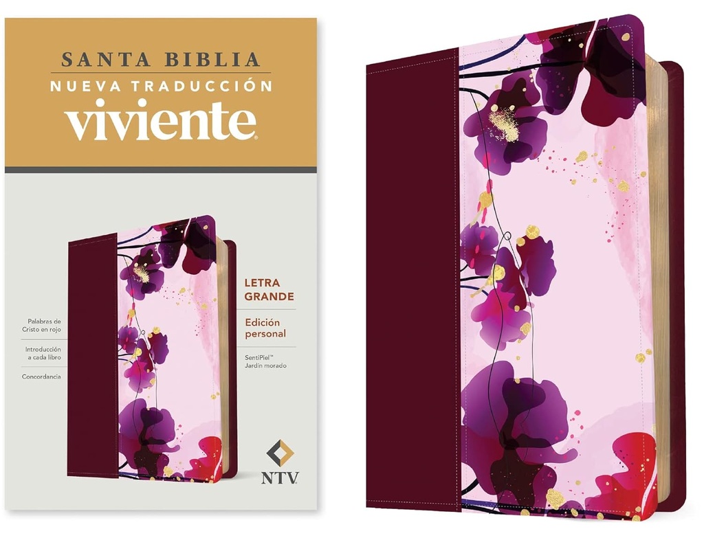 Biblia NTV Jardín morado sentipiel