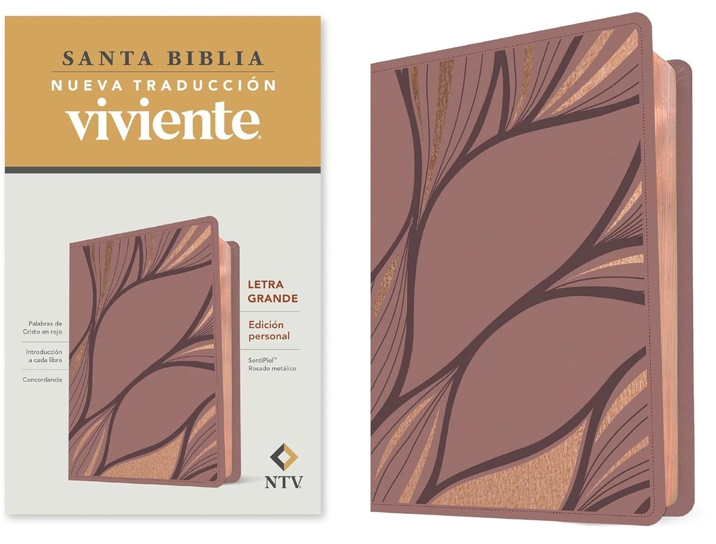 Biblia NTV Rosado metálico sentipiel