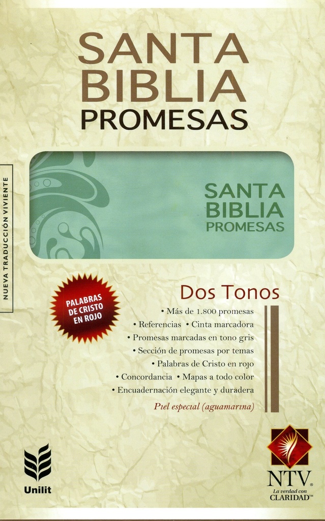 Biblia NTV Promesas aguamarina floral mujeres