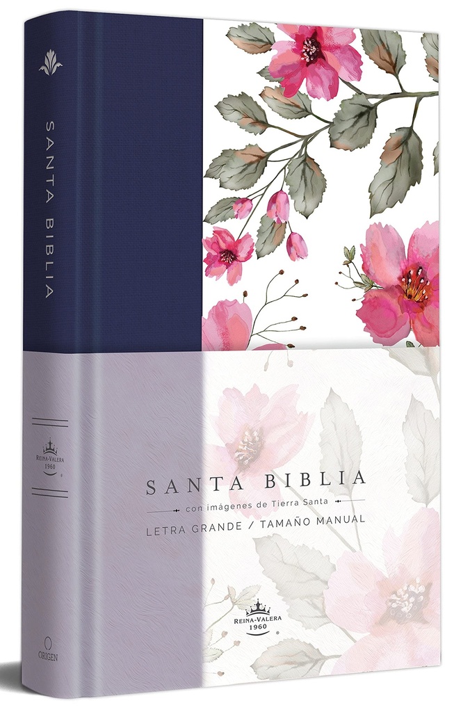 Biblia RVR60 Tela Morada con Flores Rojas