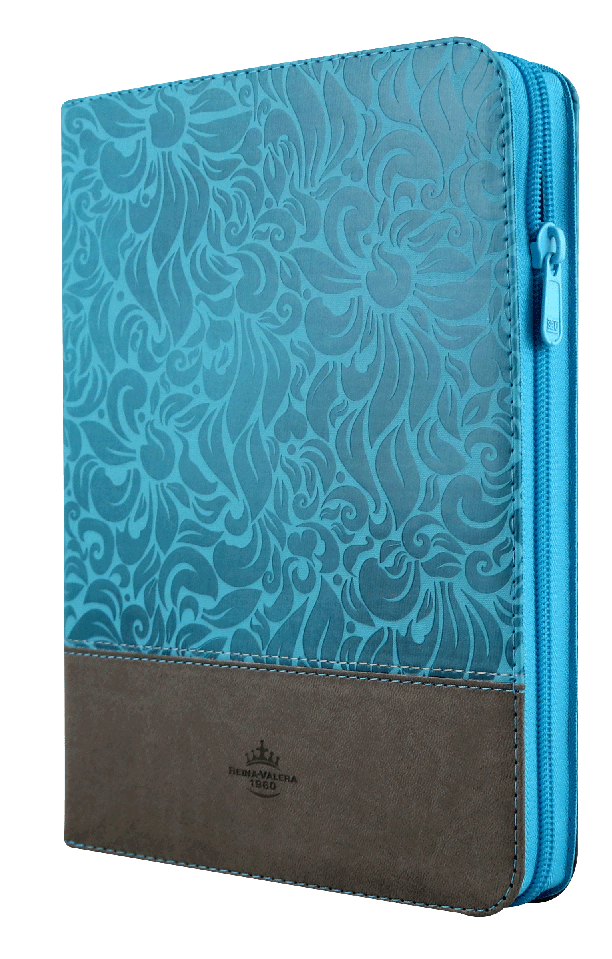 Biblia RVR60 letra gigante azul gris indice cierre