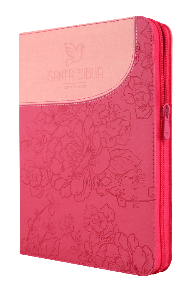 Biblia RVR60 letra gigante fucsia rosa paloma indice cierre