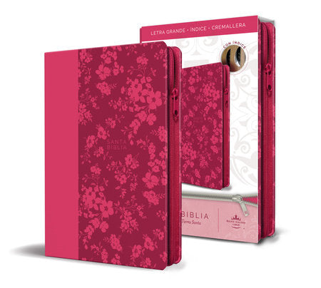Biblia RVR60 fucsia flores índice