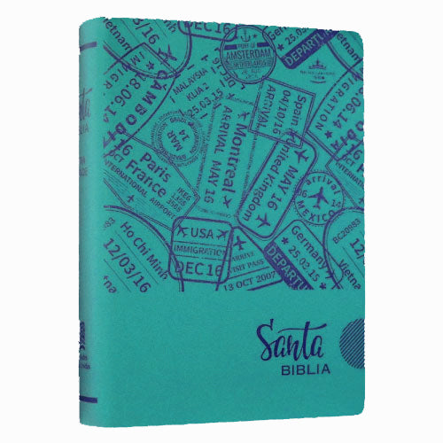 Biblia RVR60 Azul Troquelada Canto Plata