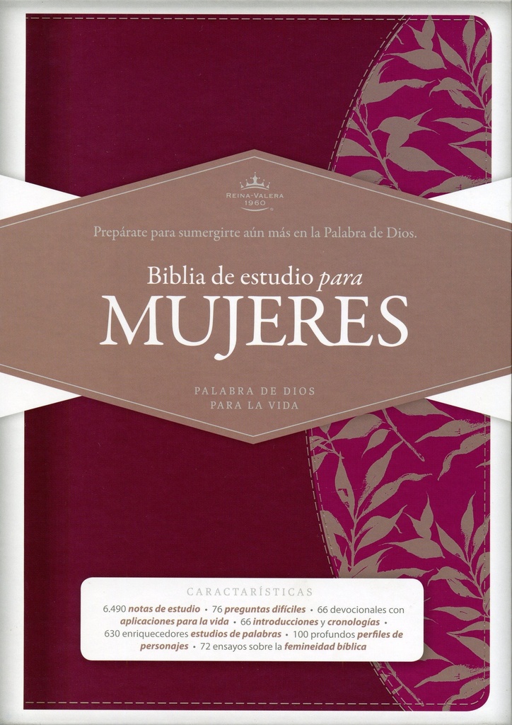 Biblia RVR60 Estudio para Mujeres color vino tinto/fucsia con Índice