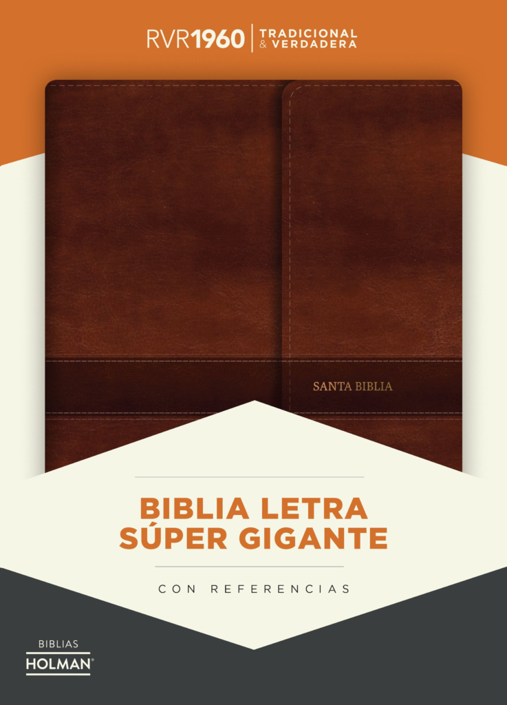 RVR 1960 Biblia Letra Gigante marrón, símil piel con índice y solapa con imán