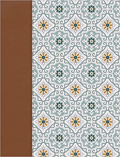 Biblia de apuntes NVI - azulejos color salvia simil piel