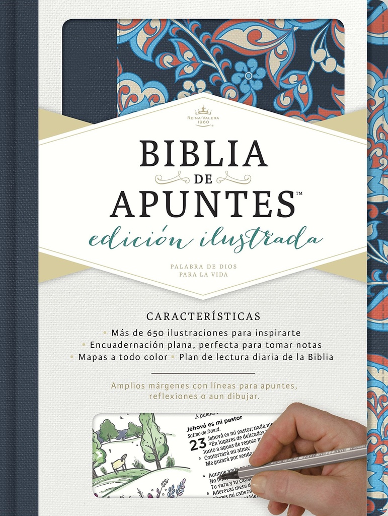 Biblia de Apuntes Edición Ilustrada Tela en Rosado y Azul RVR60