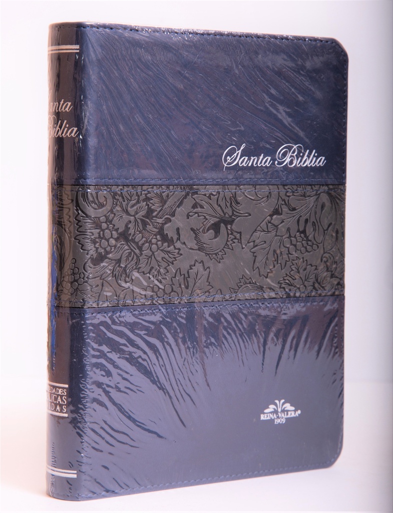 Biblia Mediana Imitación Piel Azul con índice