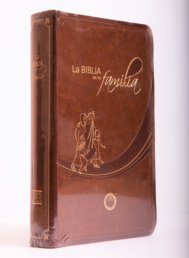 [SBM9156] Biblia de Mi Familia Mediana Imitación Piel Café Tla